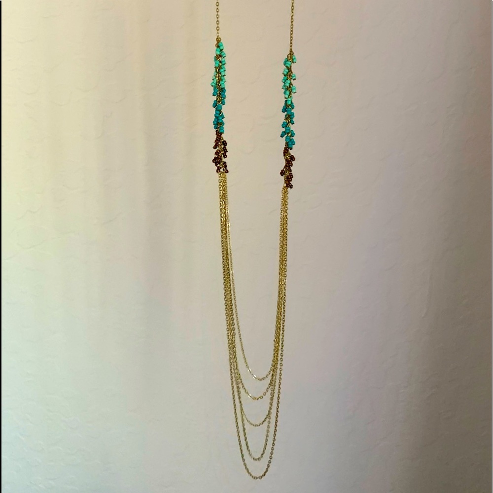 Teal gold necklace